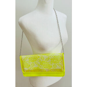 Women's ALDO Neon Yellow & White Lace Clutch One Size